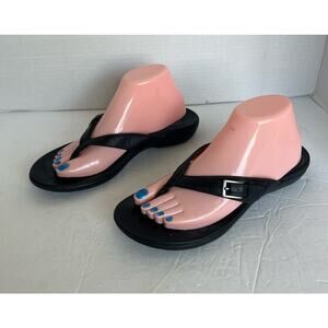 Dr Andrew Weil Women’s Restore Black Leather Thong Flip Flop Sandals Size 9